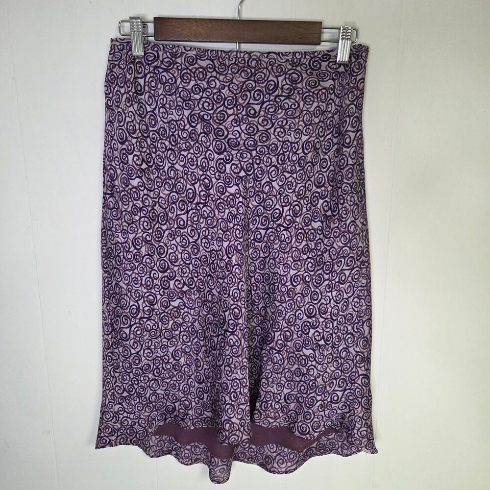 Vintage Ann Taylor Loft Slip Skirt Purple Lavendar With Spiral Design Size 8 P